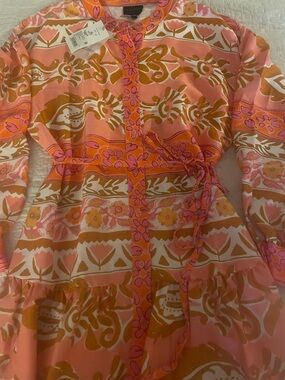 Alex Marie Size 8 Wren Banded Collar  Tie Waist A-Line Button Front Dress NWT